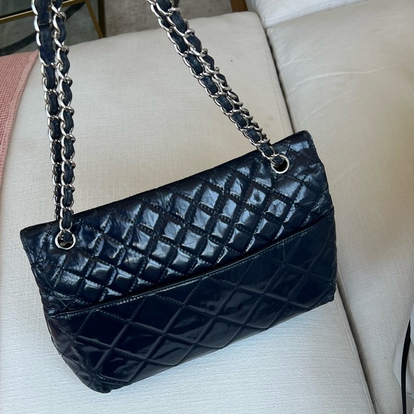 Jumbo Navy Patent Chanel Bag authentic. Poshmark certificate of authenticity inc - Picture 4 of 14
